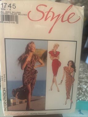 vintage Style 1745 sarong-style wrap dress sewing pattern uncut